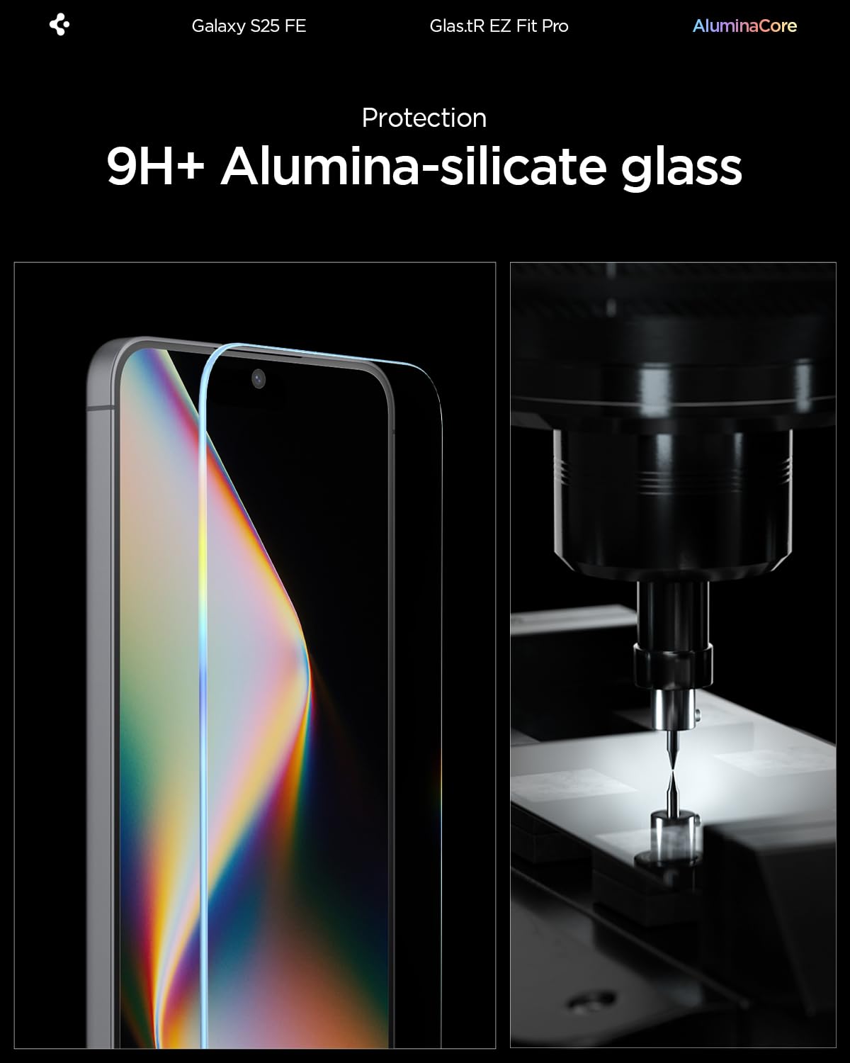 Spigen Galaxy S25 FE Screen Protector - Glas.tR EZ Fit Pro Tempered Glass (2 Pack) - Clear - image 3
