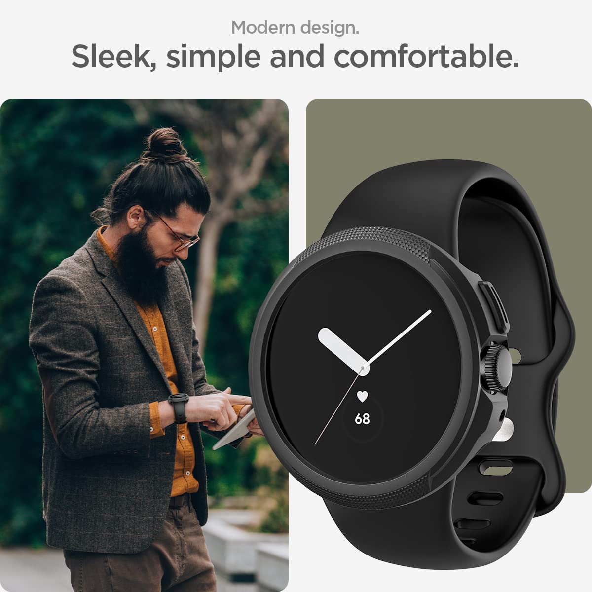 Spigen Pixel Watch 3 2 1 41mm Liquid Air case - Matte Black - image 4