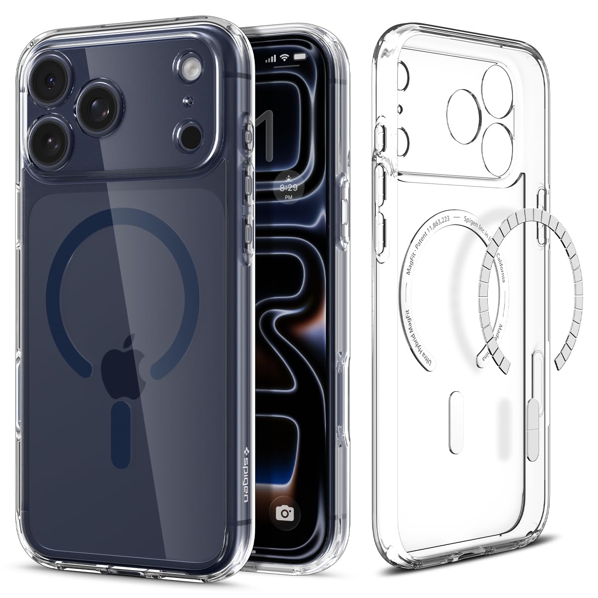 Spigen iPhone 17 Pro Max Case - Ultra Hybrid (MagFit) - Clear Deep Blue