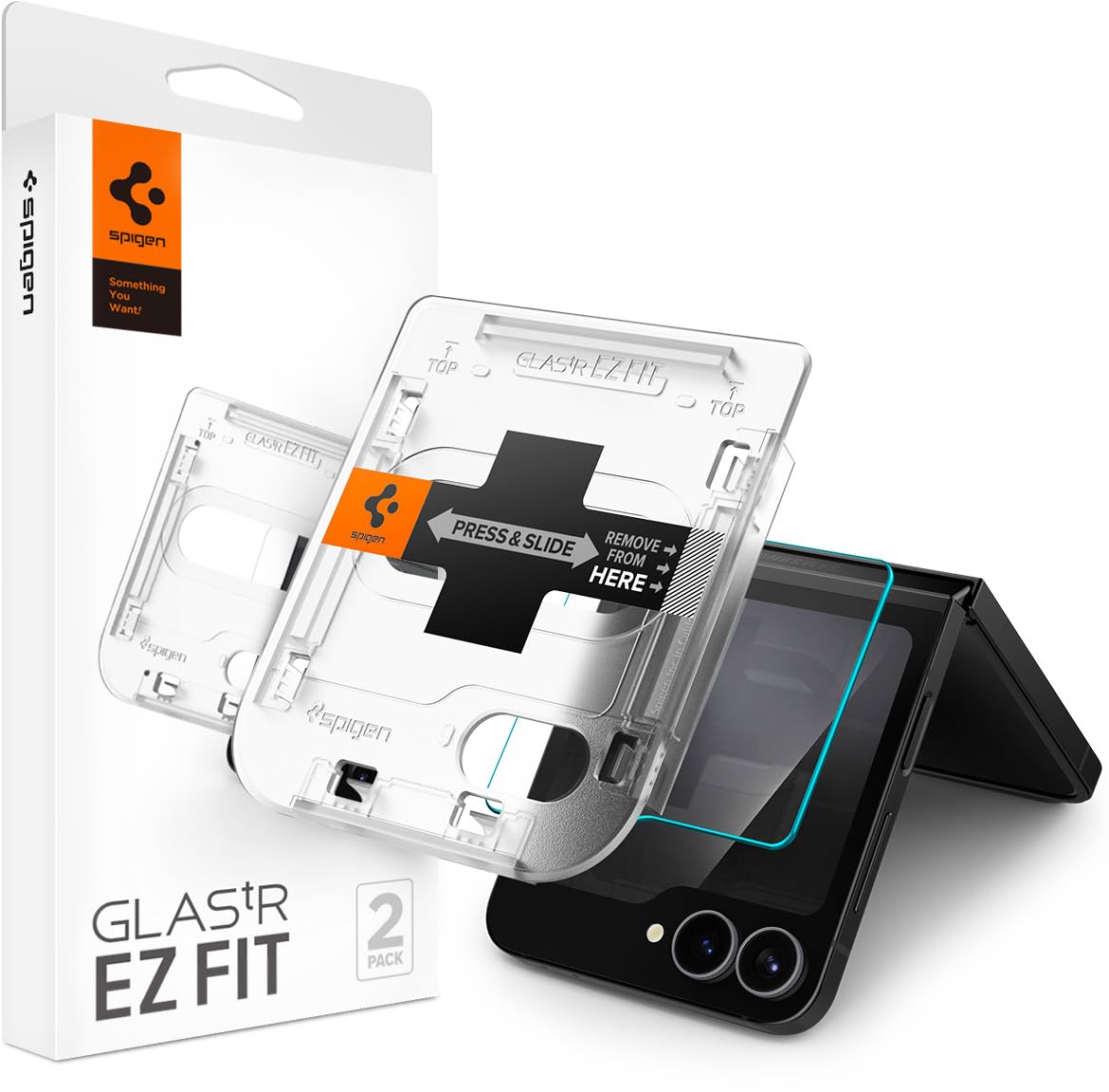 Spigen Galaxy Z Flip 7 FE / Flip 6 / Flip 5 Screen Protector - Glas.tR EZ Fit Tempered Glass (2 Pack) - Clear - image 1