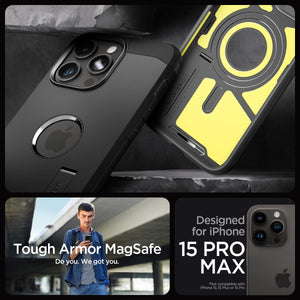 Spigen Tough Armor (MagFit) case for iPhone 15 Pro Max in Black – detail image 1