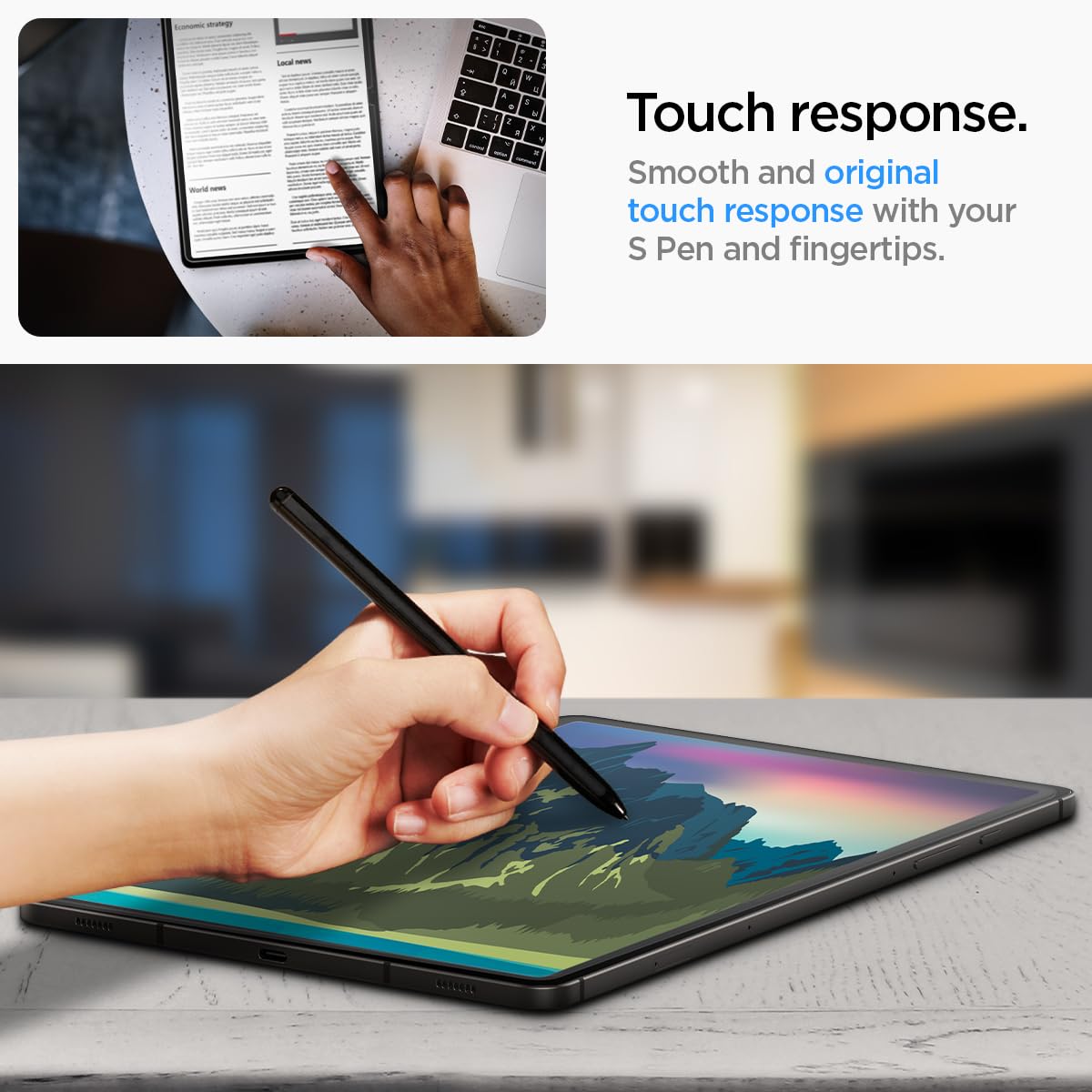 Spigen Galaxy Tab S10 Plus / S9 Plus Screen Protector - Glas.tR EZ Fit Tempered Glass - Clear - image 6