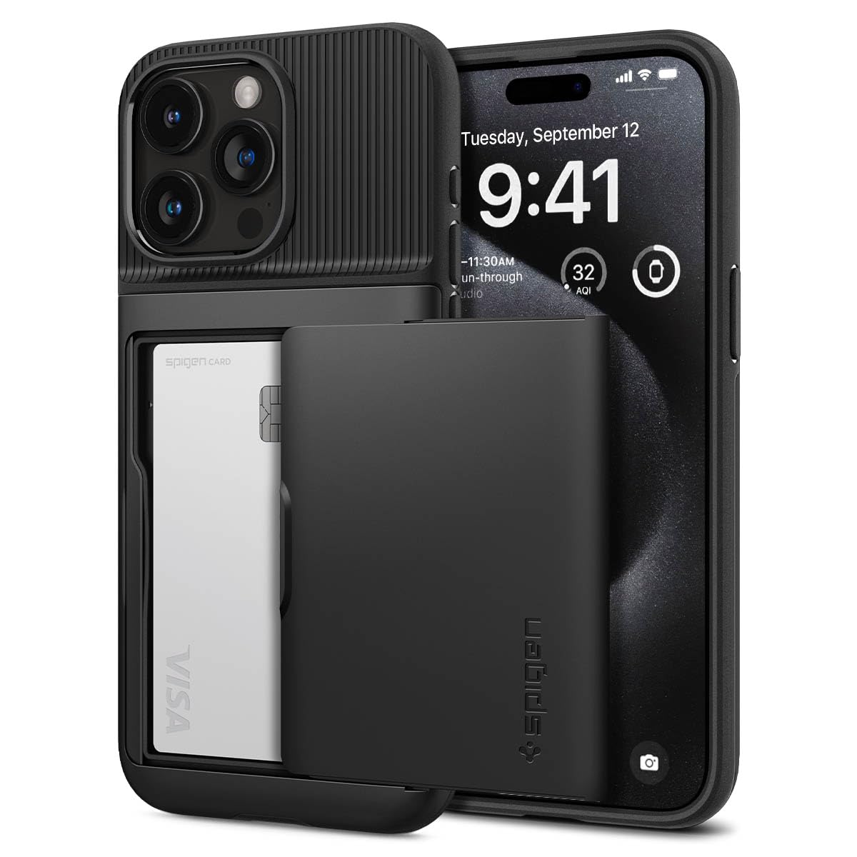 Spigen iPhone 15 Pro Case Slim Armor CS - Black - image 1
