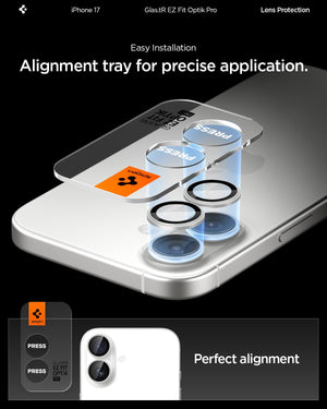 Spigen iPhone 17 Camera Lens Protector GLAS.tR EZ Fit Optik Pro (2 Pack) - Silver - image 4