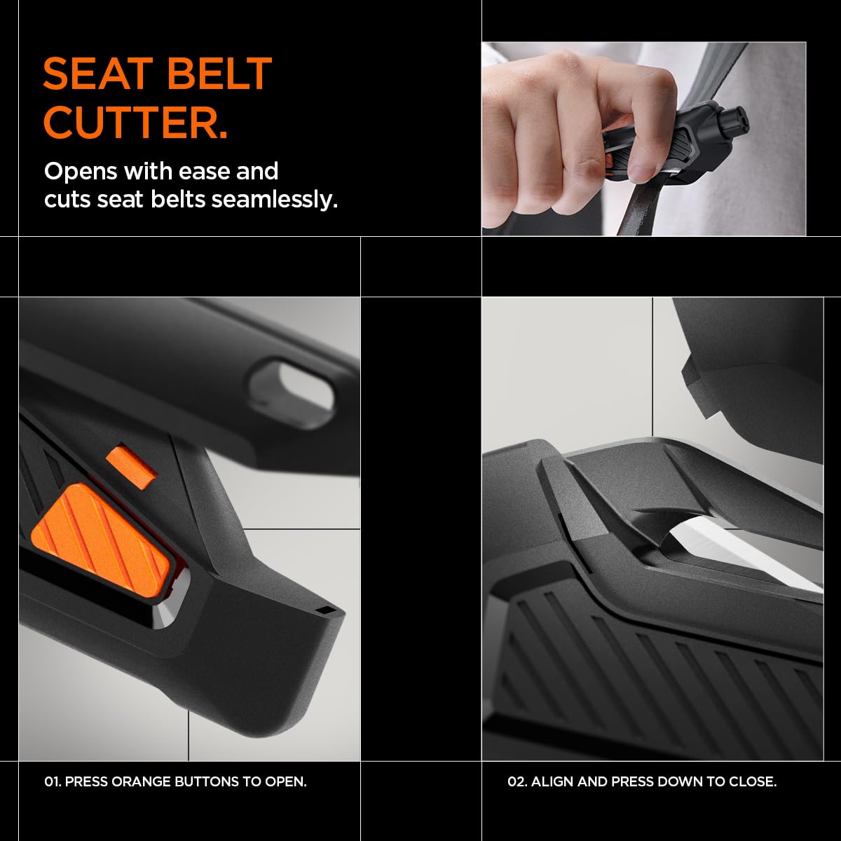 Spigen Life Car Escape Tool with Seatbelt Cutter - Black - image 4