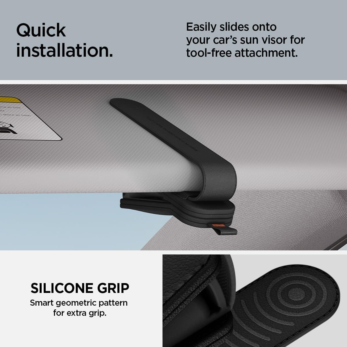 Spigen SH101 magnetic vegan leather car visor sunglasses holder 2-pack - Black - image 3