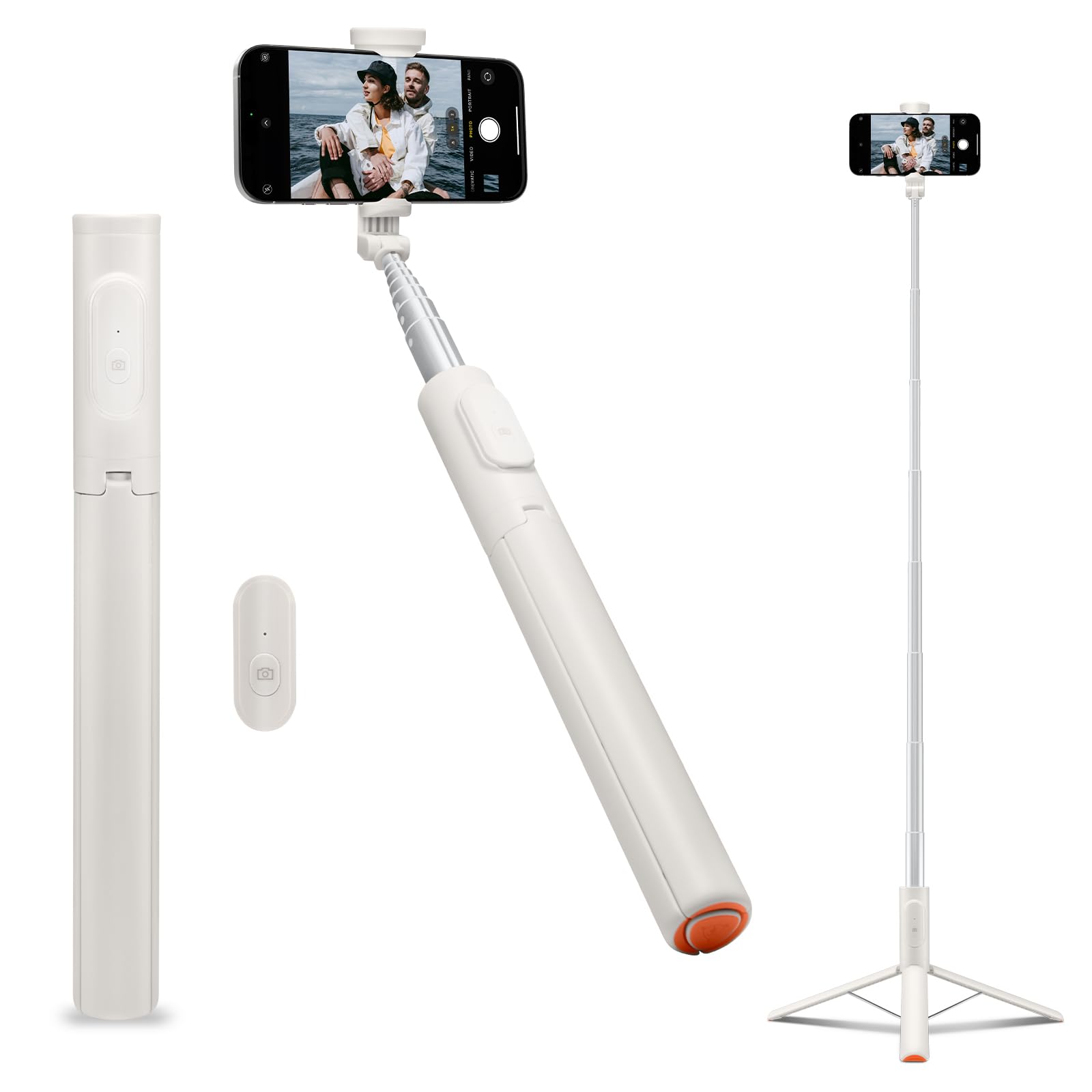 Spigen S541W Auto-Open Selfie Stick Tripod with Bluetooth Remote - Dune Beige - image 1