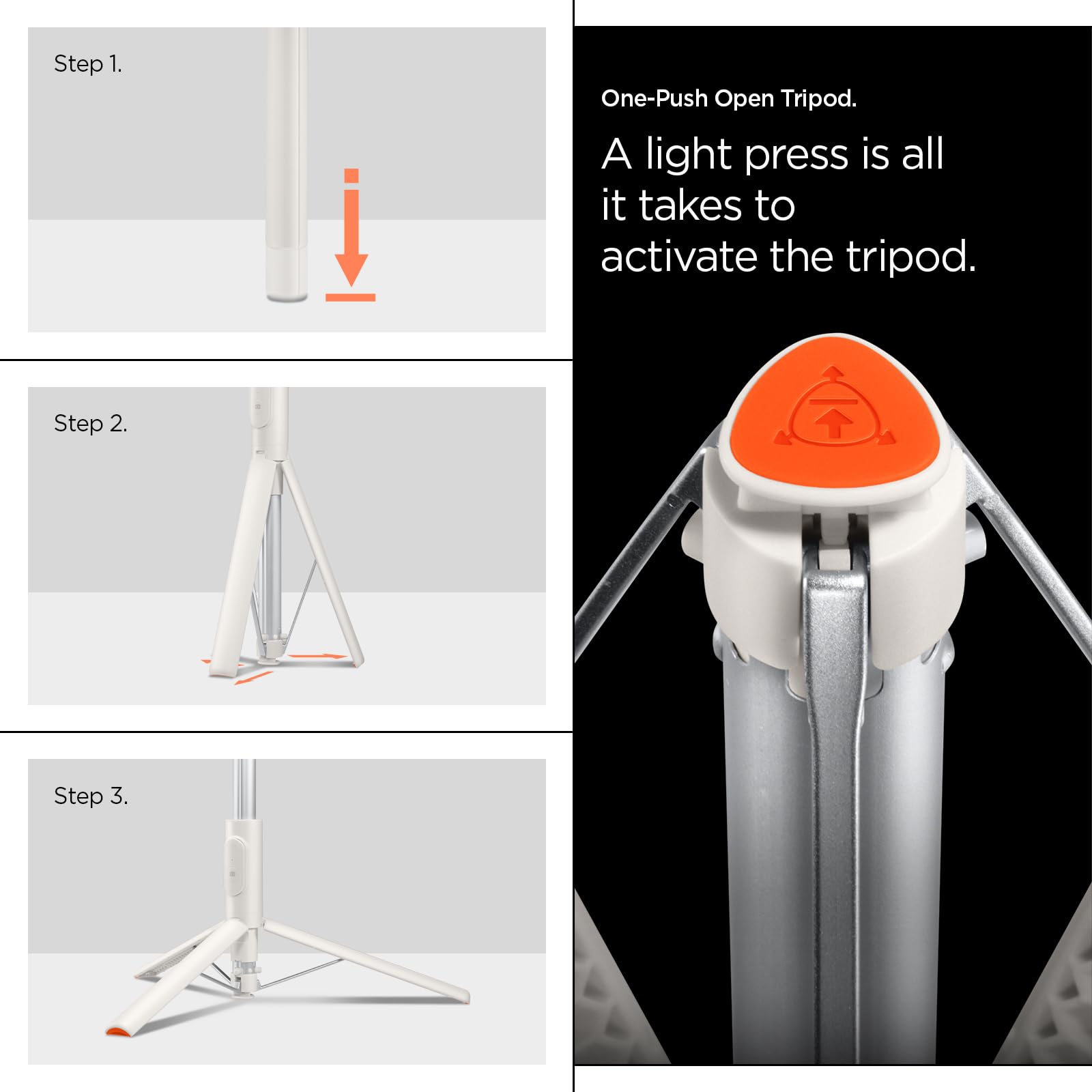 Spigen S541W Auto-Open Selfie Stick Tripod with Bluetooth Remote - Dune Beige - image 3
