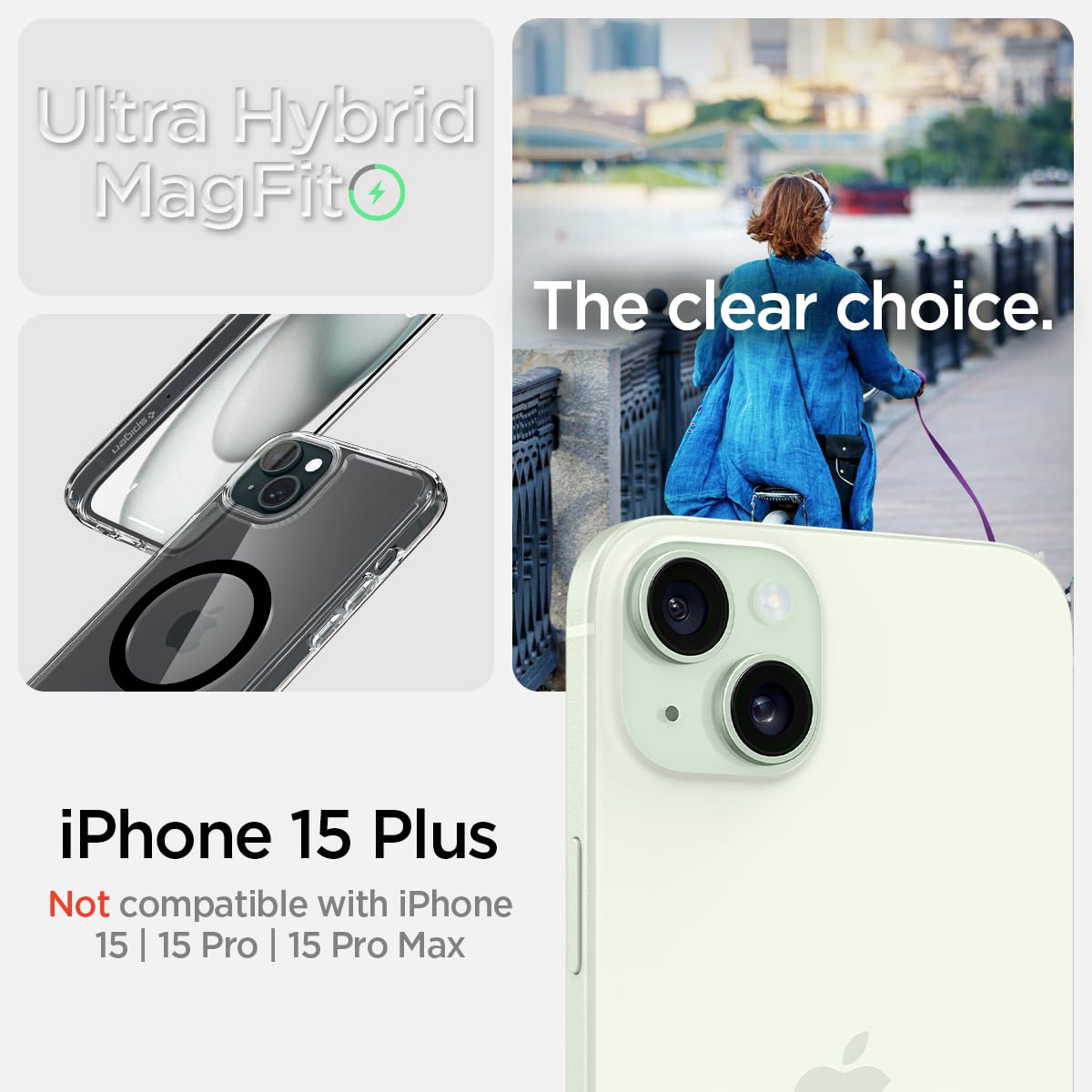 Spigen Ultra Hybrid (MagFit) case for iPhone 15 Plus in Carbon Fiber – detail image 1