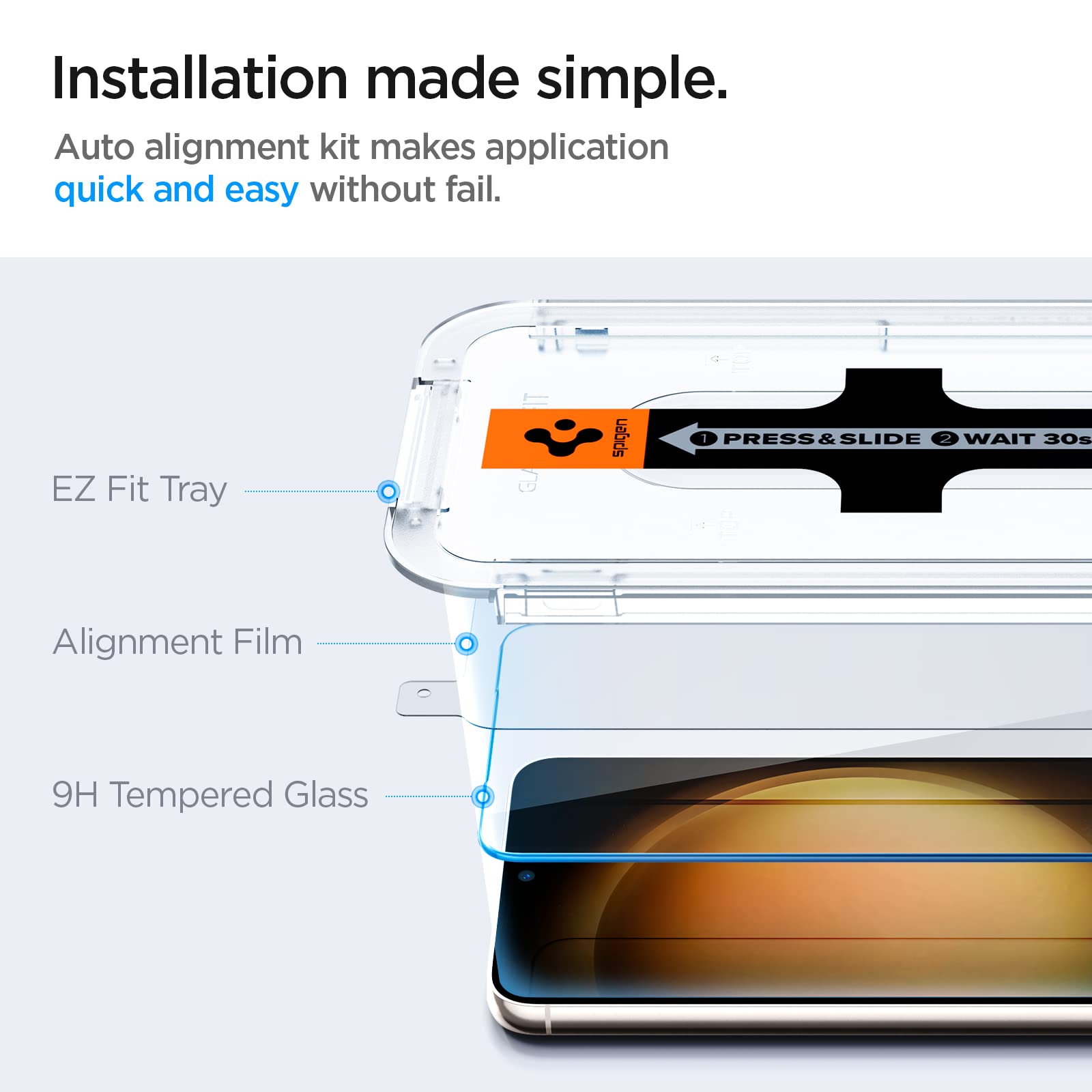 Spigen Galaxy S23 Screen Protector - Glas.tR EZ Fit Tempered Glass (2 Pack) - Clear - image 3