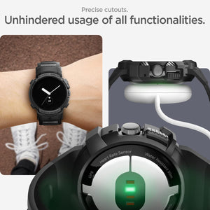 Durable build of Spigen Rugged Armor Pro Pixel Watch case