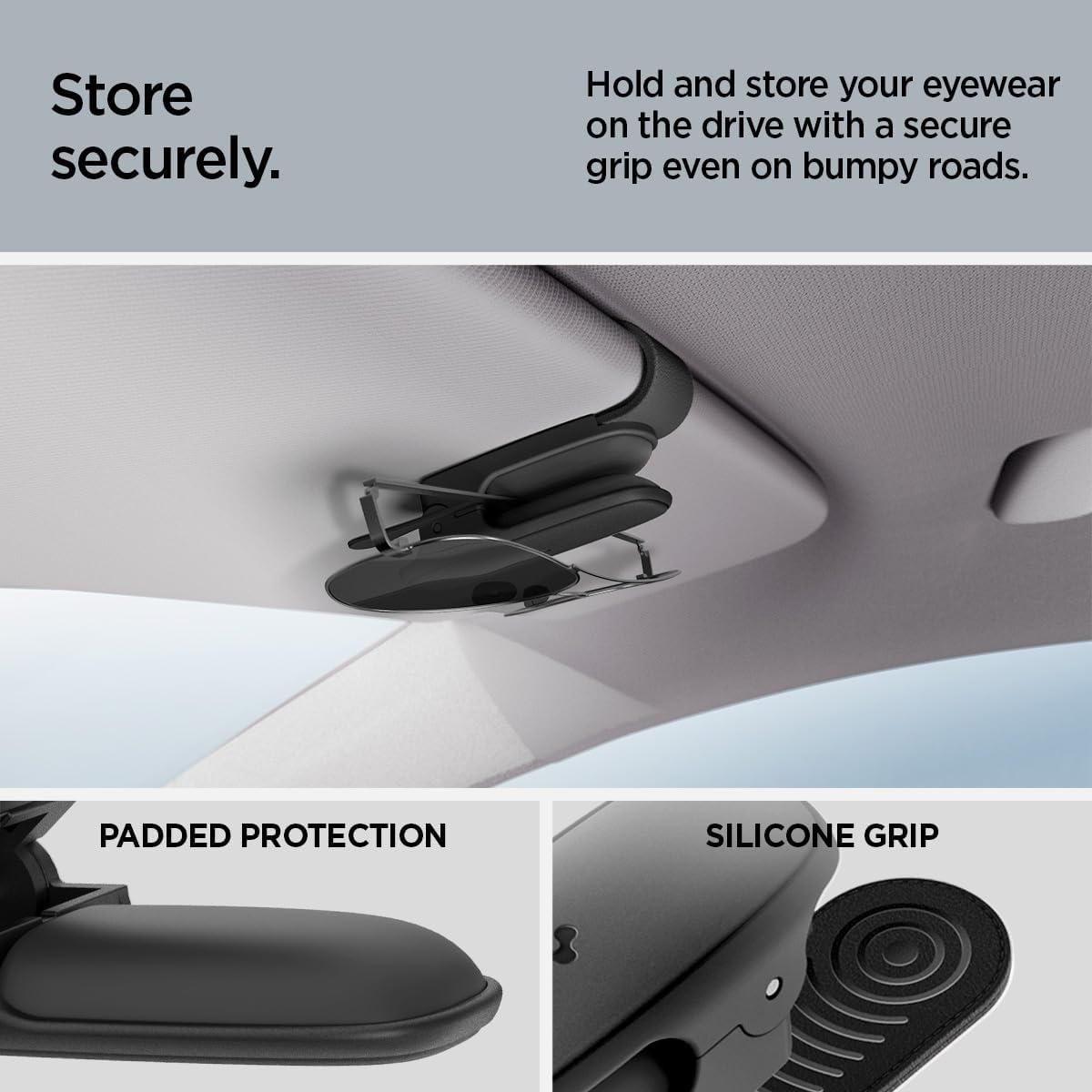 Spigen SH100 car visor sunglasses holder 2-pack - Black - image 3