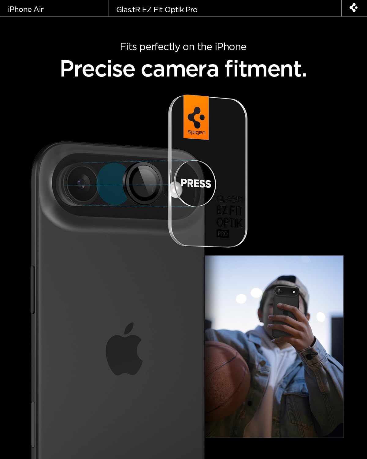 Spigen iPhone Air Lens Protector Optik Pro EZ Fit 2 Pack - Black - image 5