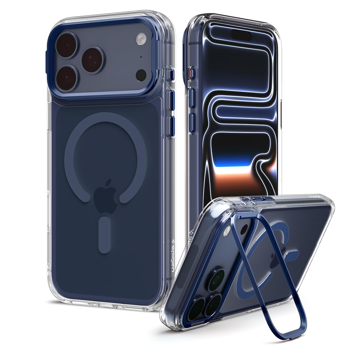 Clear Deep Blue Spigen iPhone 18 Pro / 17 Pro Phone Case – Ultra Hybrid Optik S (MagFit)