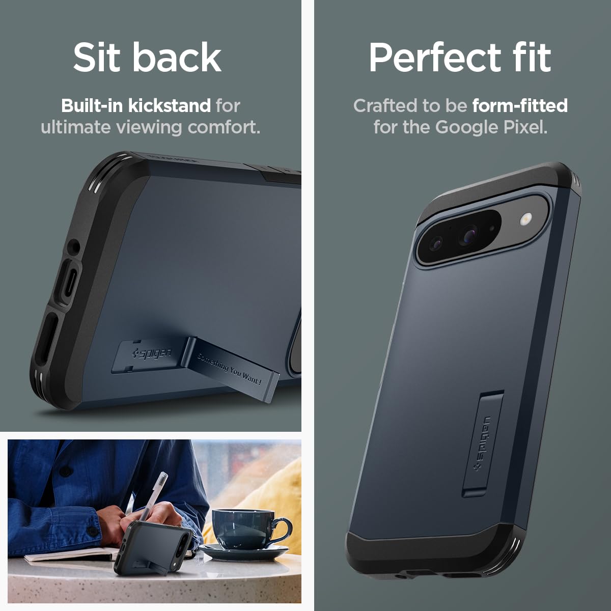 Spigen Tough Armor Google Pixel 9 Pro / Pixel 9 Kickstand Case - Metal Slate - image 7
