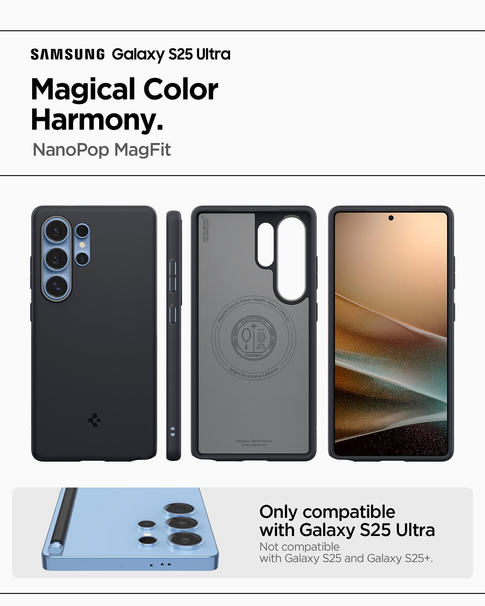 Spigen Galaxy S25 Ultra Nano Pop MagFit case detail - Black Sesame