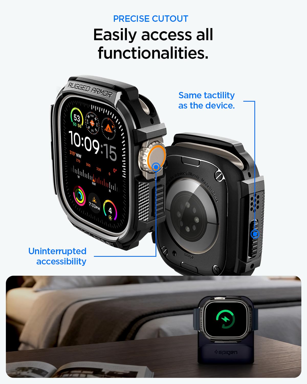 Spigen Rugged Armor Apple Watch Ultra 3/2/1 49mm Case with Glass - Matte Black - image 7