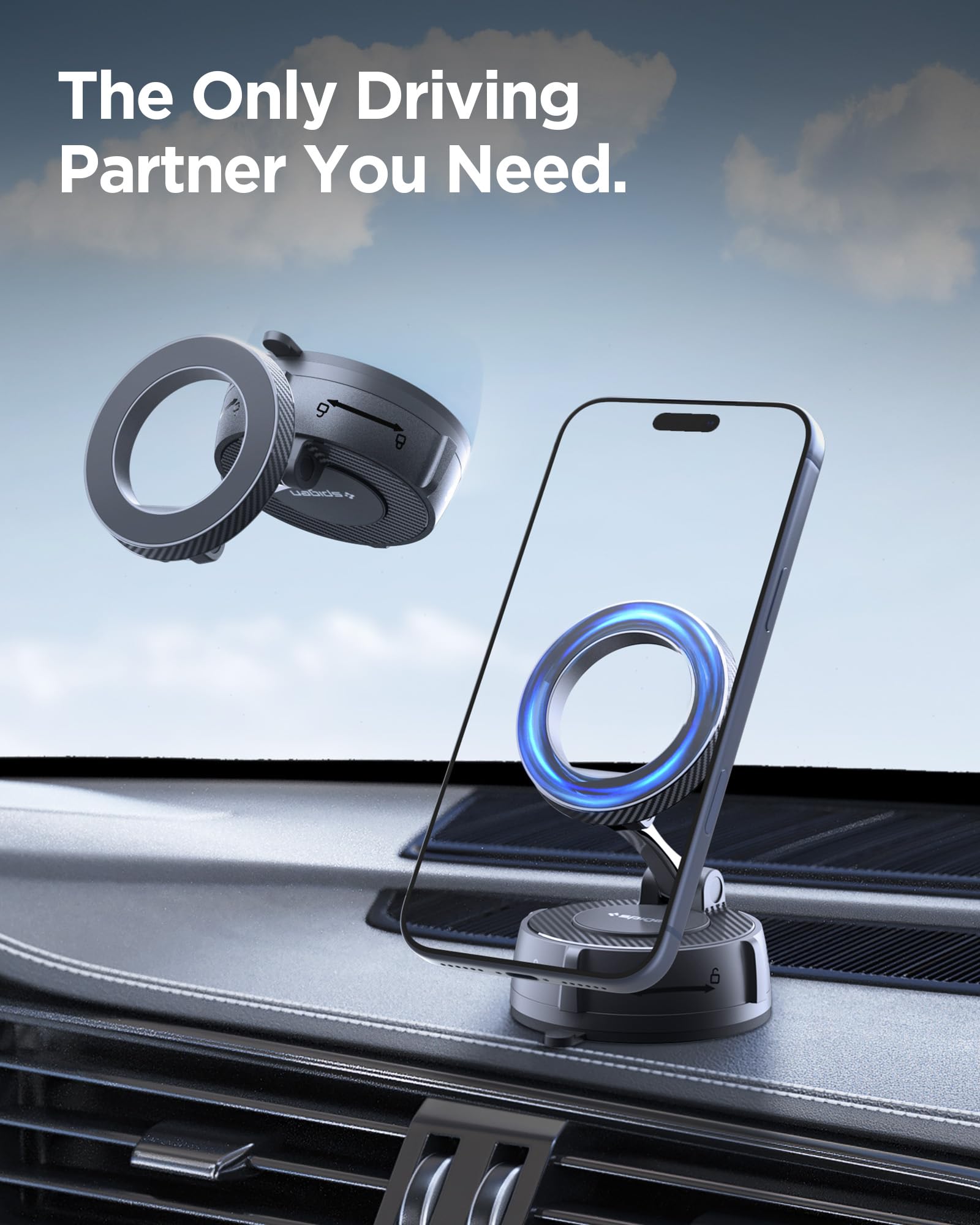 Spigen VacuumLock Upgraded MagSafe Dashboard Car Mount - Black - image 2
