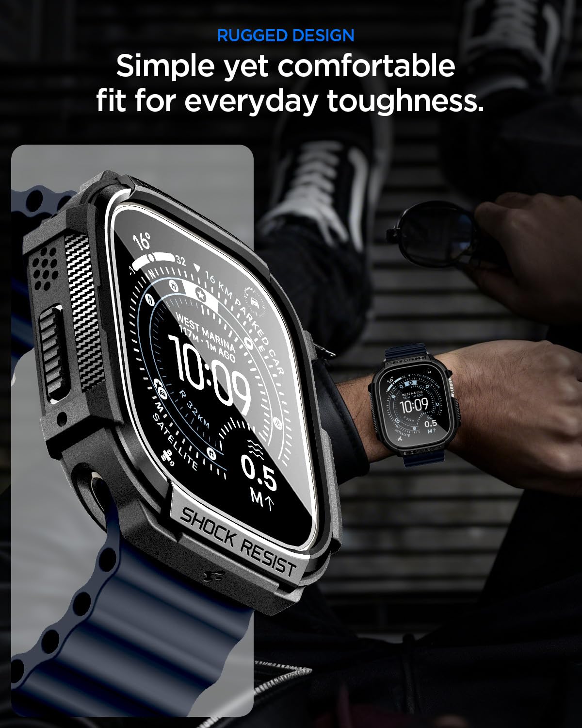 Spigen Rugged Armor Apple Watch Ultra 3/2/1 49mm Case with Glass - Matte Black - image 4