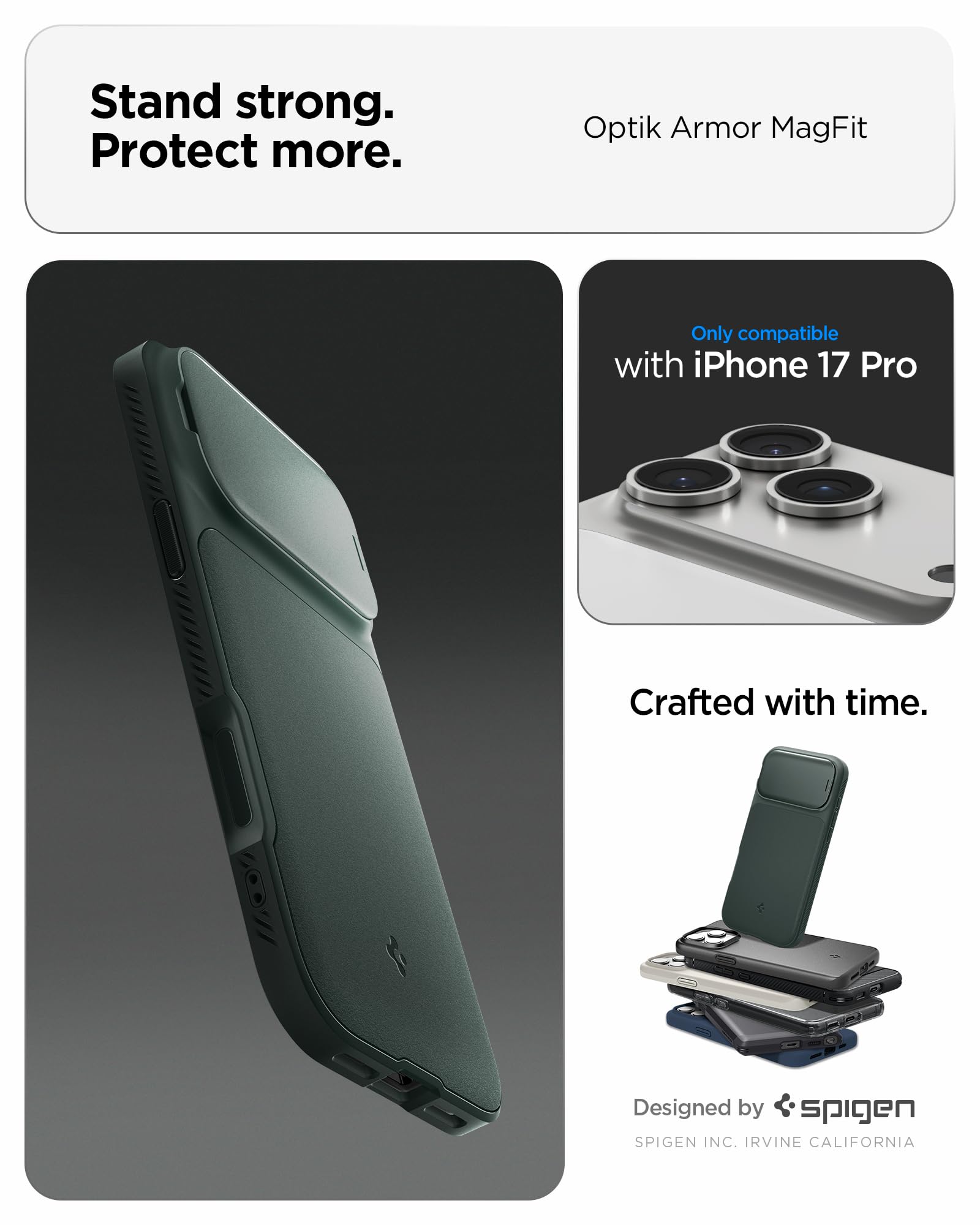 Spigen iPhone 17 Pro Case Optik Armor MagFit - Abyss Green - image 3