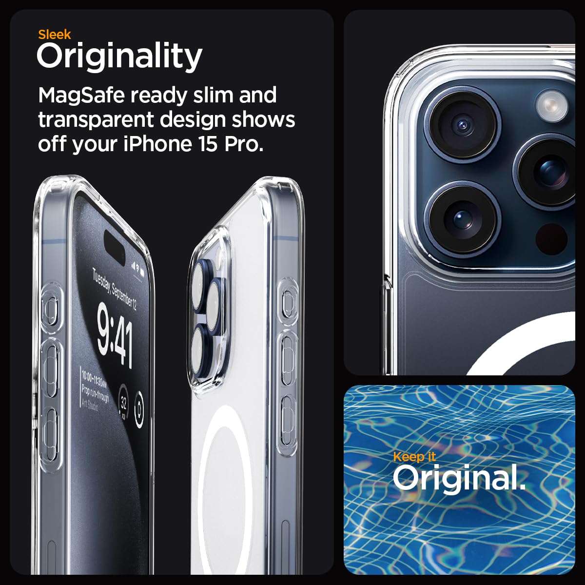 Spigen Ultra Hybrid (MagFit) case for iPhone 15 Pro in Frost Clear – detail image 2