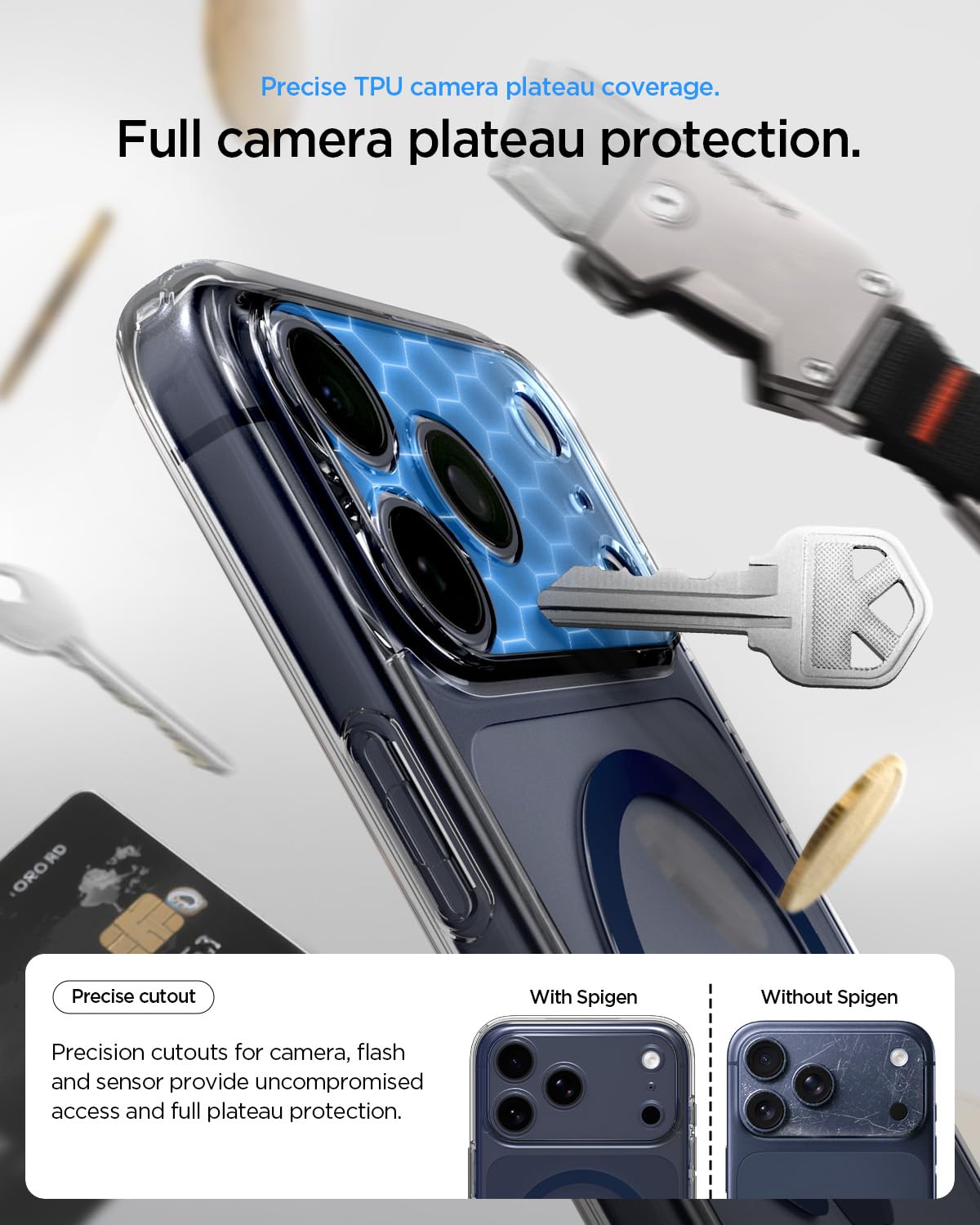 Spigen iPhone 17 Pro Max Case - Ultra Hybrid (MagFit) - Clear Deep Blue