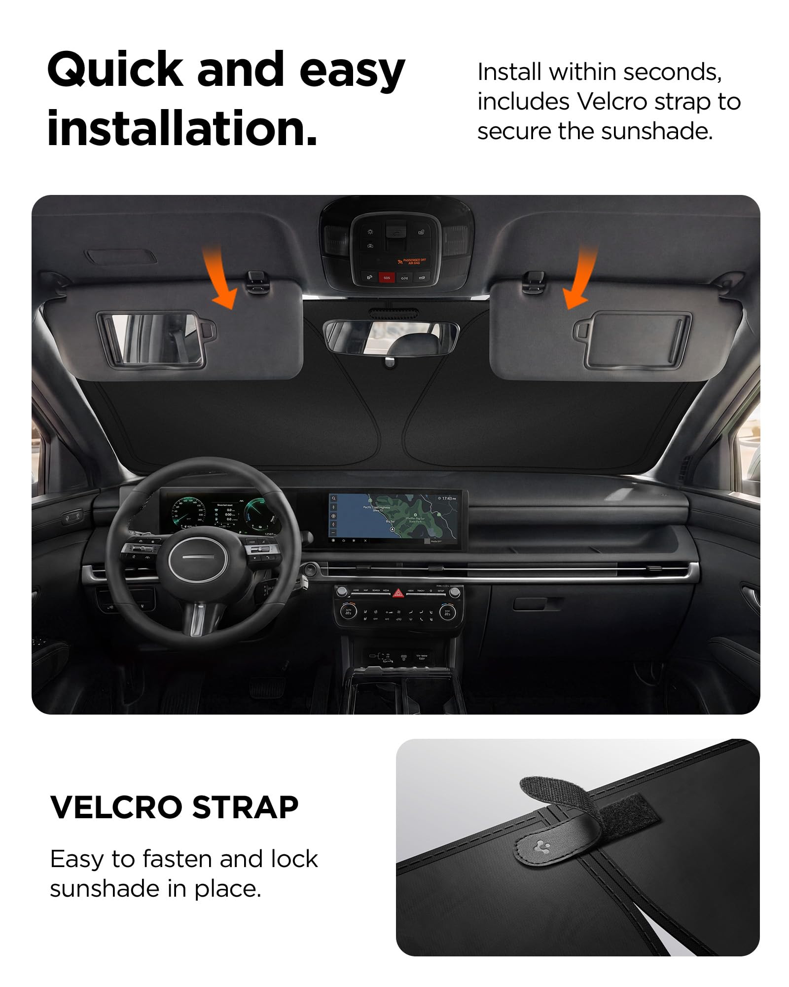 Spigen Universal Car Windshield Sunshade - Black - Small – 55 × 31.5 in - image 4