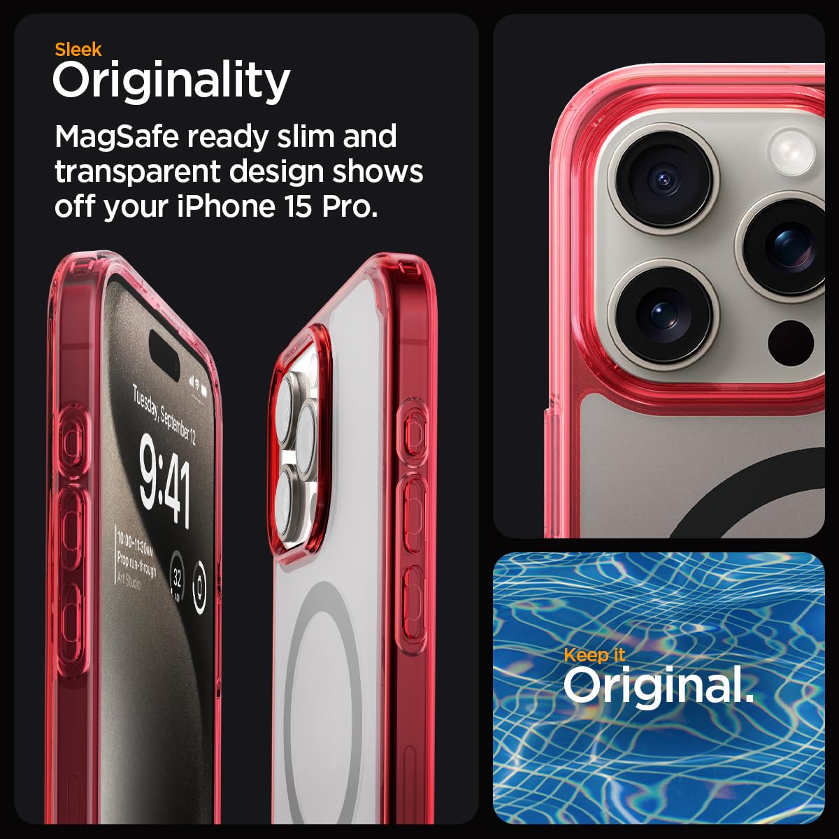 Spigen Ultra Hybrid (MagFit) case for iPhone 15 Pro in Deep Red – detail image 2