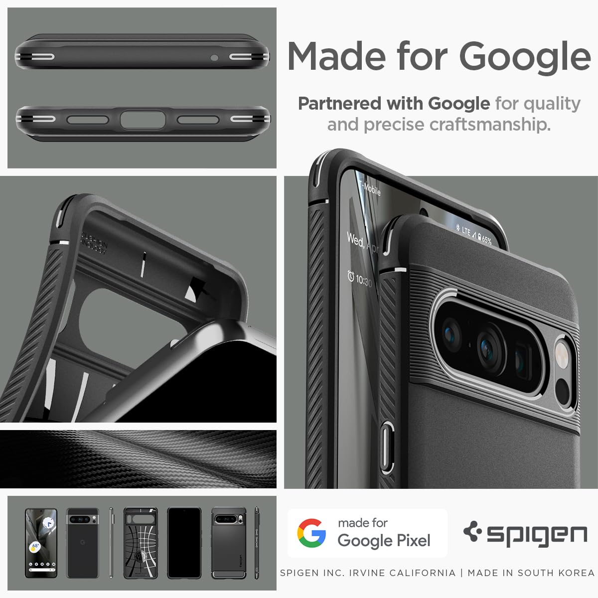 Spigen Rugged Armor Google Pixel 8 Pro Phone Case - Matte Black - image 6