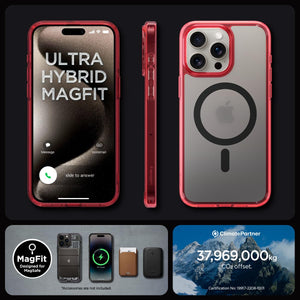 Spigen Ultra Hybrid (MagFit) case for iPhone 15 Pro Max in Deep Red – detail image 6