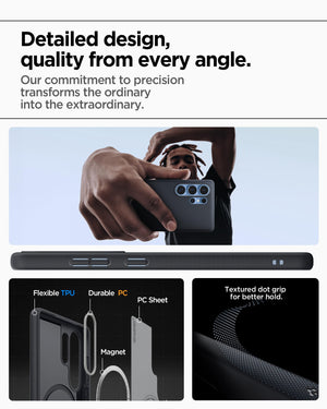 Spigen Galaxy S25 Ultra Nano Pop MagFit case detail - Black Sesame