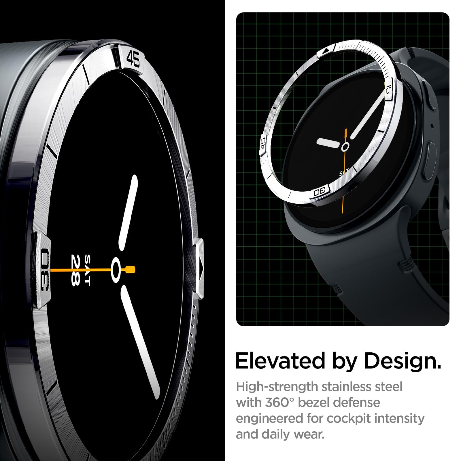 Spigen Galaxy Watch 9 44mm Bezel Ring - Bezel Tune - Silver Pilot - image 4
