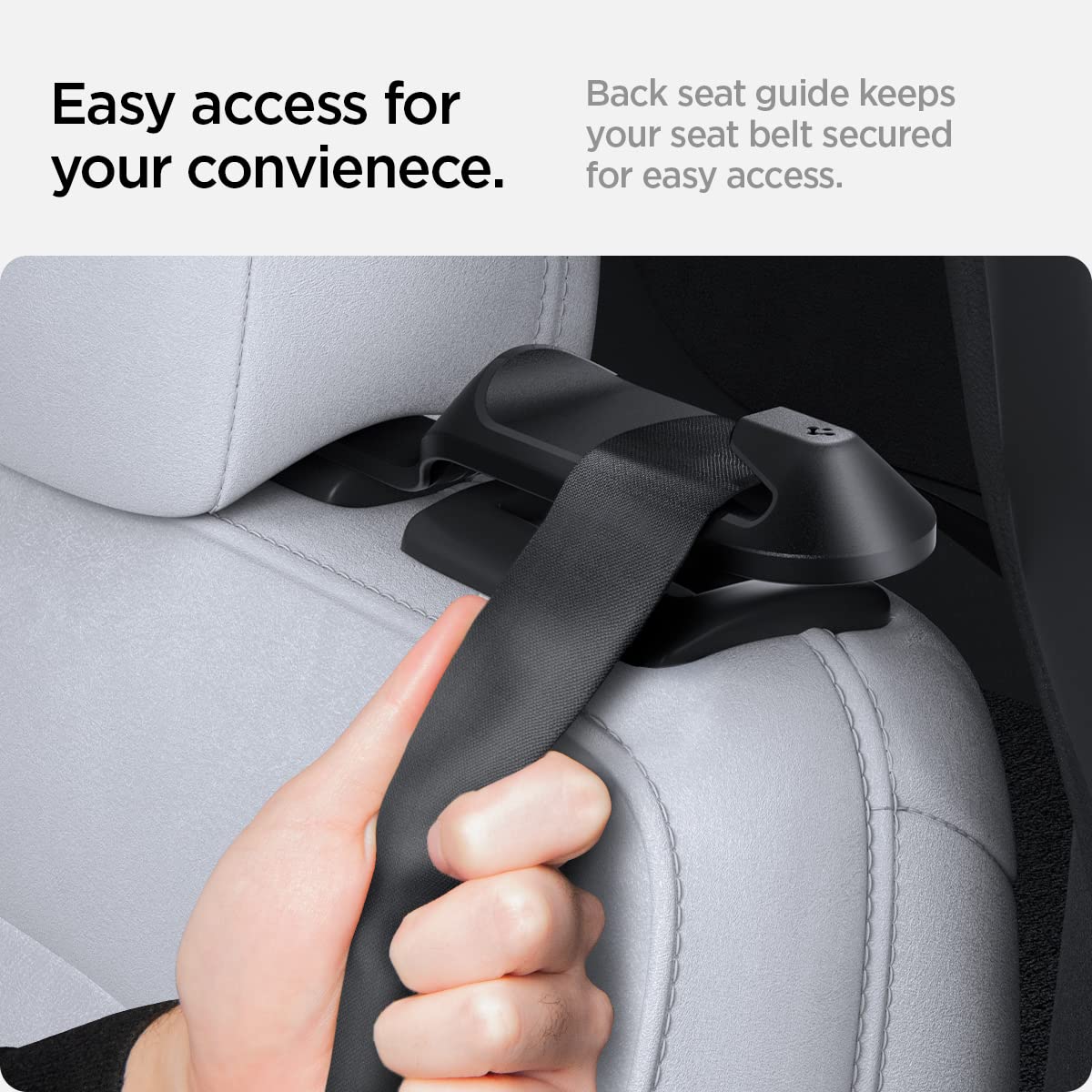 Spigen Tesla seatbelt guide holder close-up
