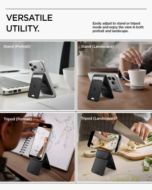 Spigen Slim Fold MagSafe Wallet Stand - Black - 1-Card Tripod - image 3