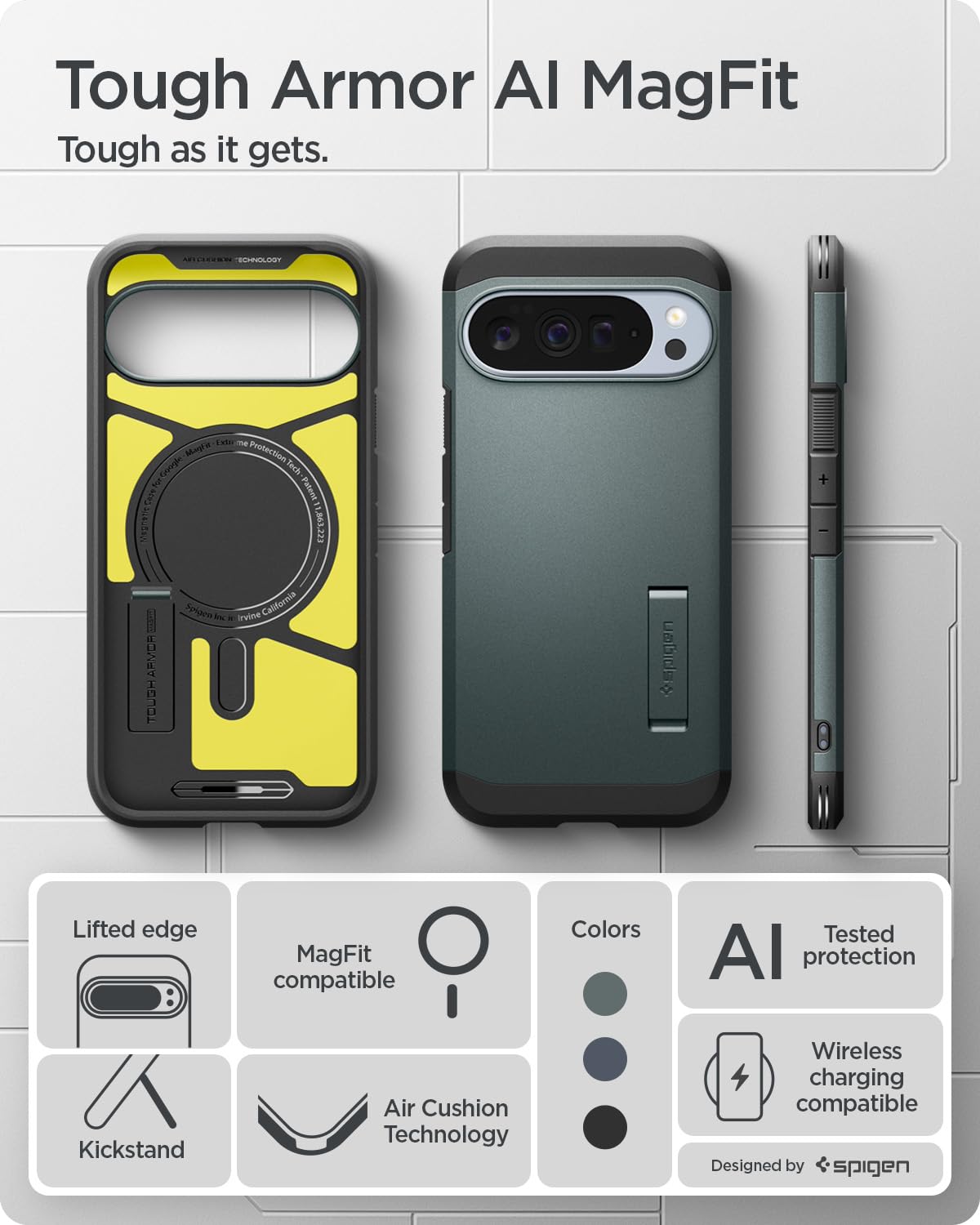 Spigen Pixel 10 Pro XL Tough Armor MagFit case - Abyss Green - image 3