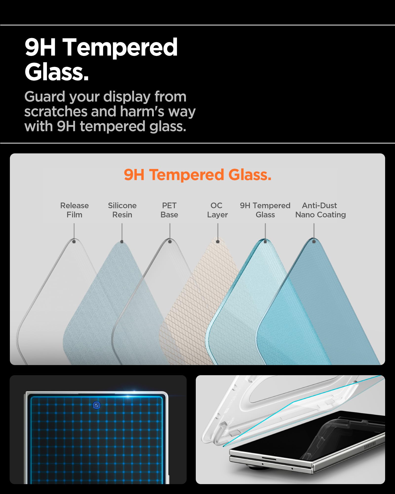 Spigen Galaxy Z Fold 7 External Screen Protector - Glas.tR EZ Fit Pro (2 Pack) - Clear - image 6