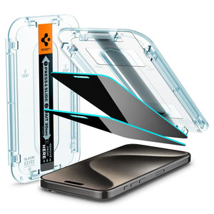 Spigen iPhone 15 Pro Max Screen Protector GLAS.tR EZ Fit Privacy (2 Pack) - iPhone 15 Pro Max - Privacy - image 1