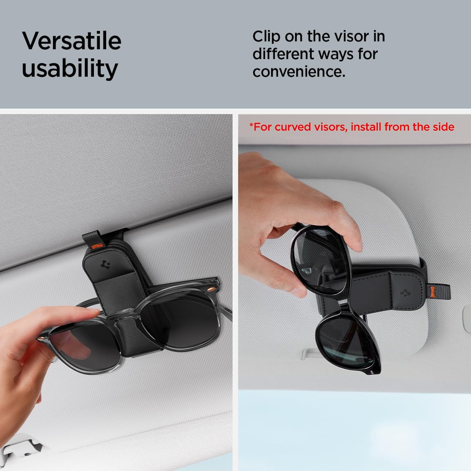 Spigen SH101 magnetic vegan leather car visor sunglasses holder 2-pack - Black - image 7