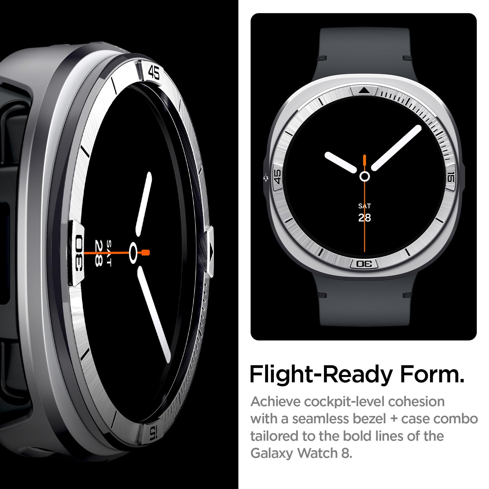 Spigen Galaxy Watch 9 44mm Case - Bezel Tune Pro - Silver Pilot - image 3