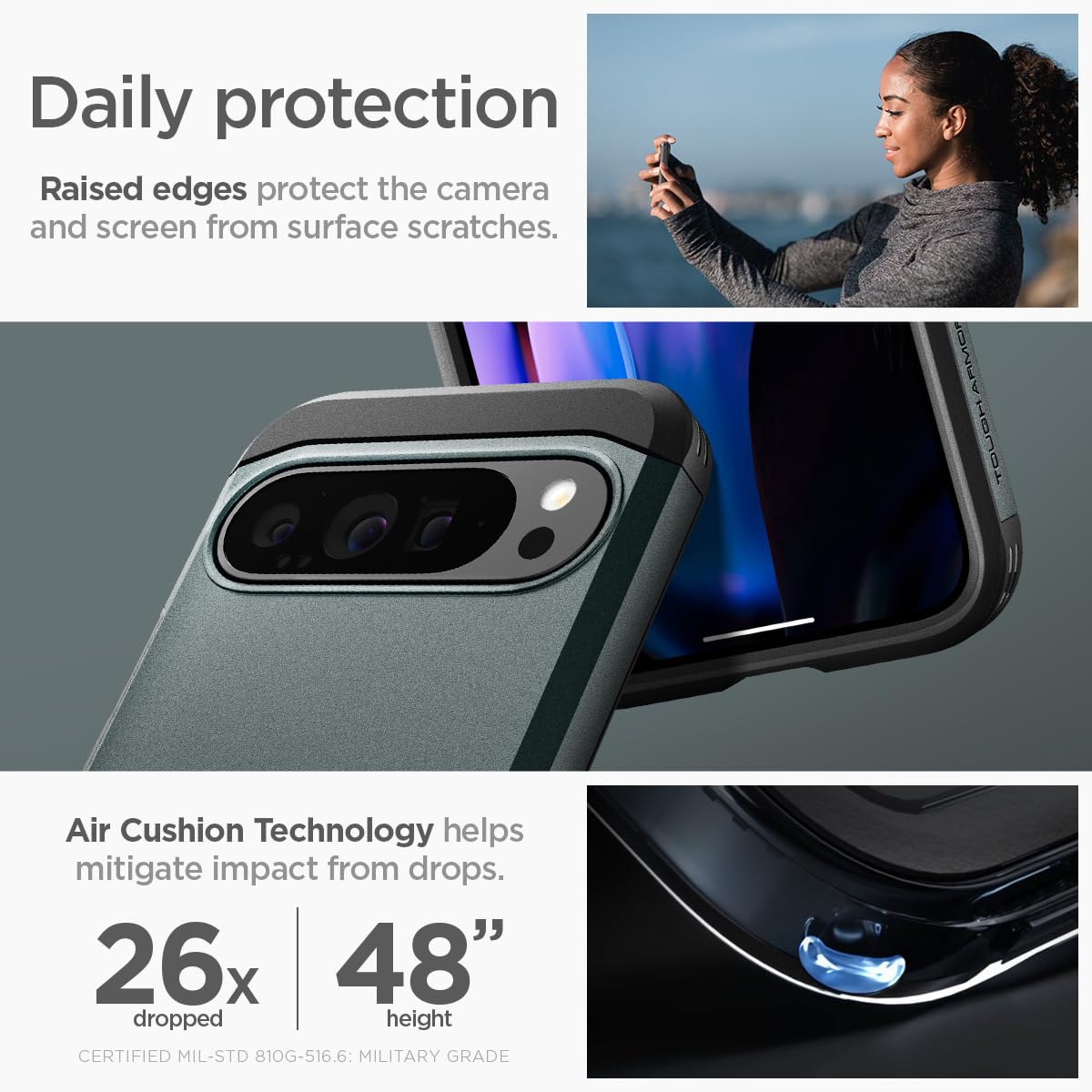 Spigen Tough Armor Google Pixel 9 Pro XL Kickstand Phone Case - Abyss Green - image 5