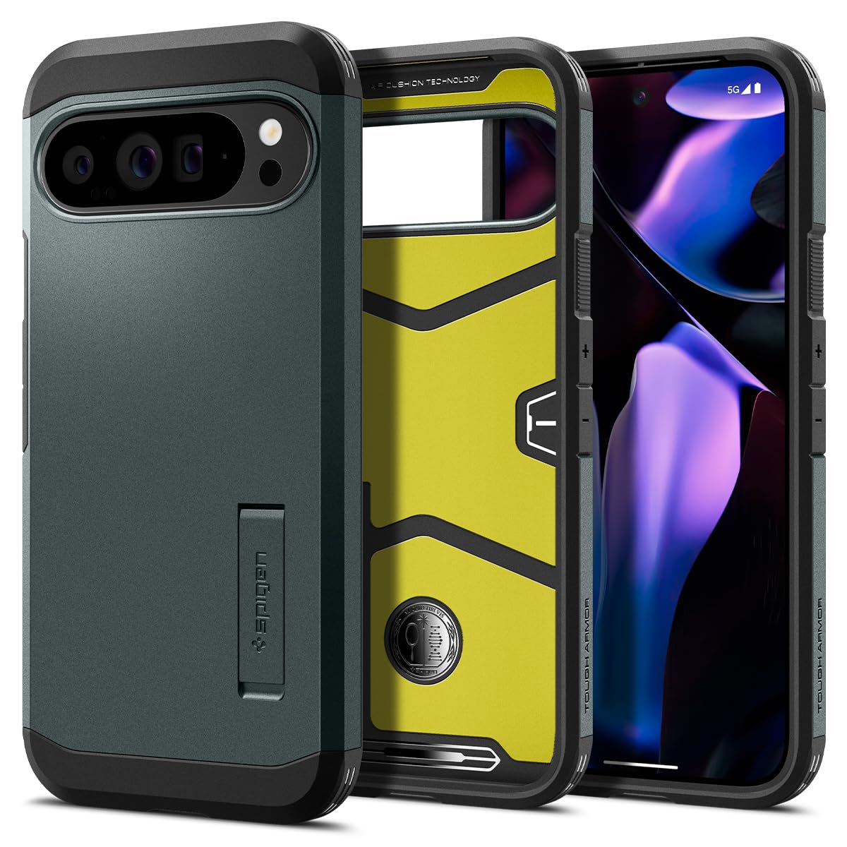 Spigen Tough Armor Google Pixel 9 Pro XL Kickstand Phone Case - Abyss Green - image 1