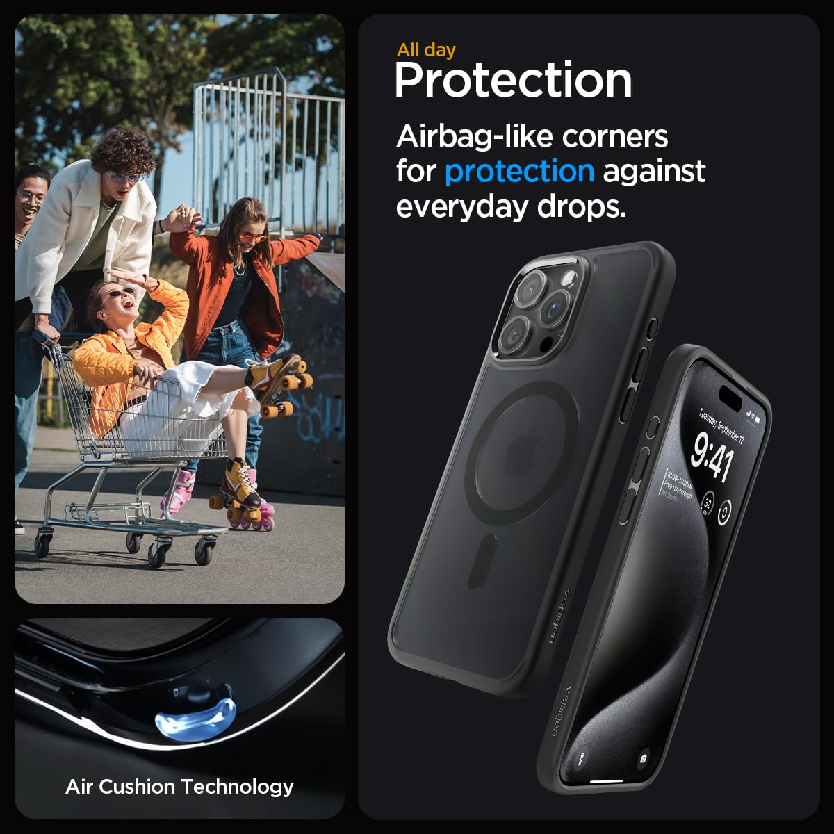 Spigen Ultra Hybrid (MagFit) case for iPhone 15 Pro Max in Frost Black – detail image 3