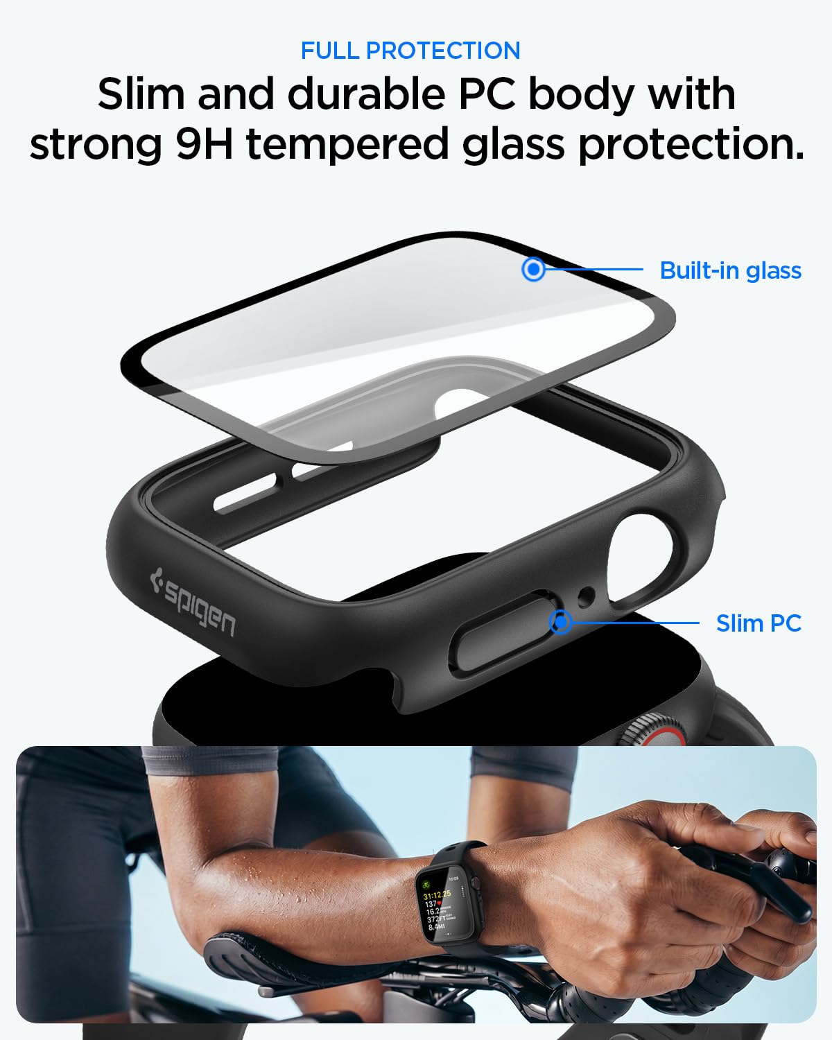 Spigen Thin Fit 360 Apple Watch SE 3/2 40mm Waterproof Case - Black - image 3