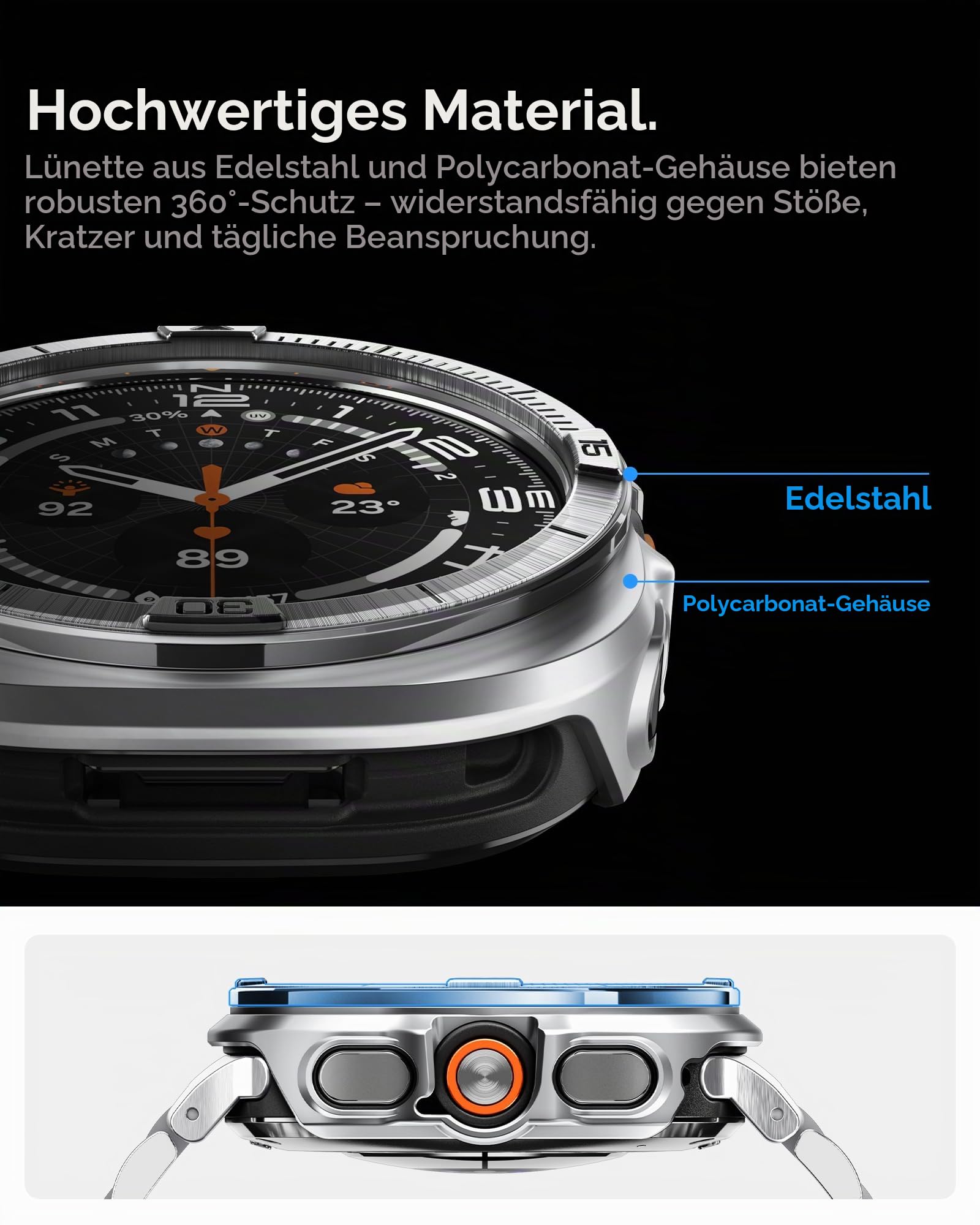 Spigen Galaxy Watch Ultra 2 47mm Bezel Case - Bezel Tune Pro - Silver - image 4