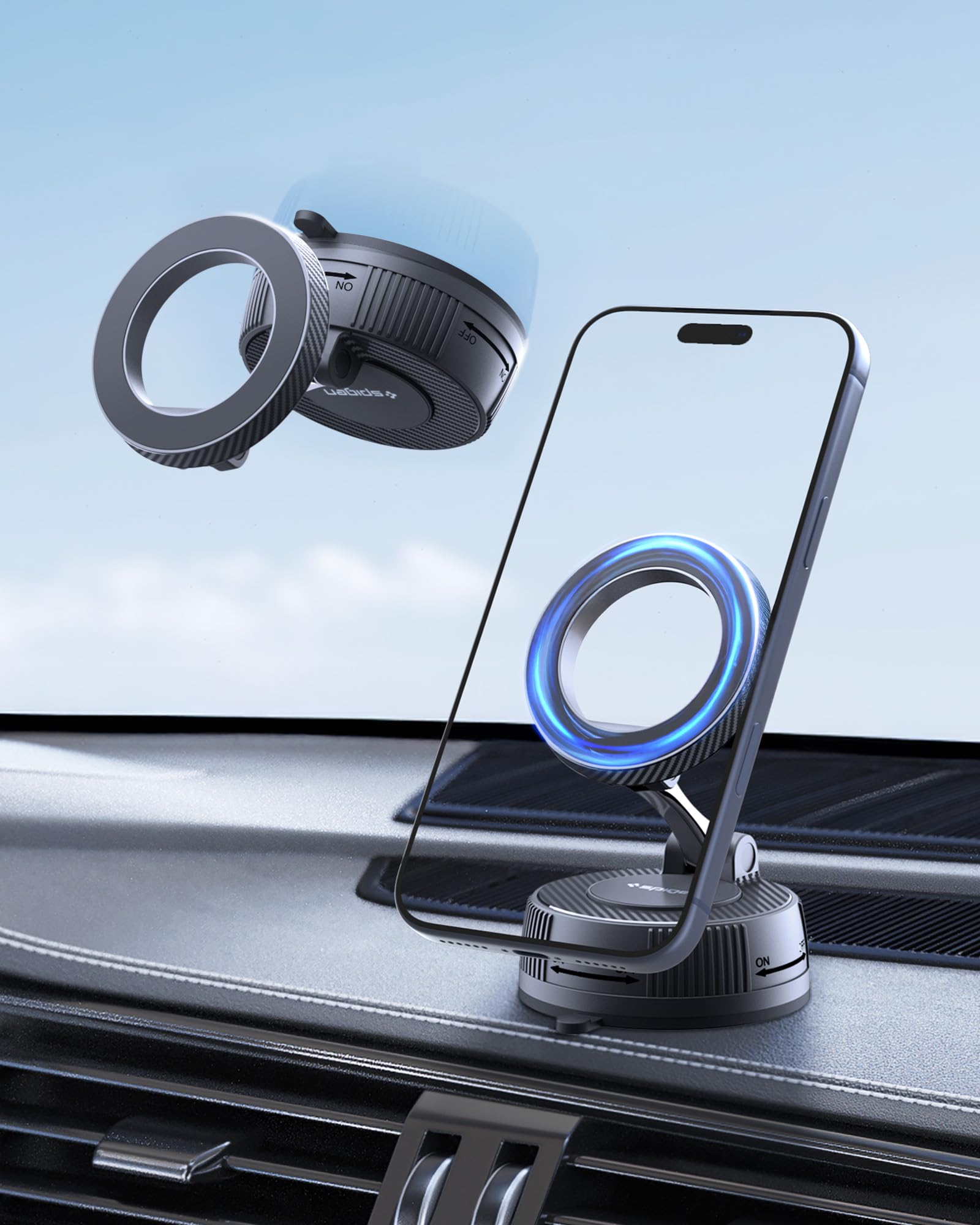 Spigen VacuumLock MagSafe Car Mount - Dashboard - Black - image 1