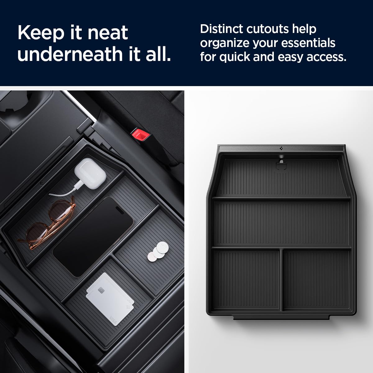 Spigen Ford F-150 and F-150 Lightning Armrest Organizer - Black - image 4