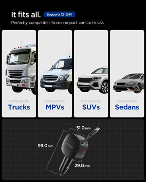 Spigen Essential 60W Retractable Car Charger - Black - image 5