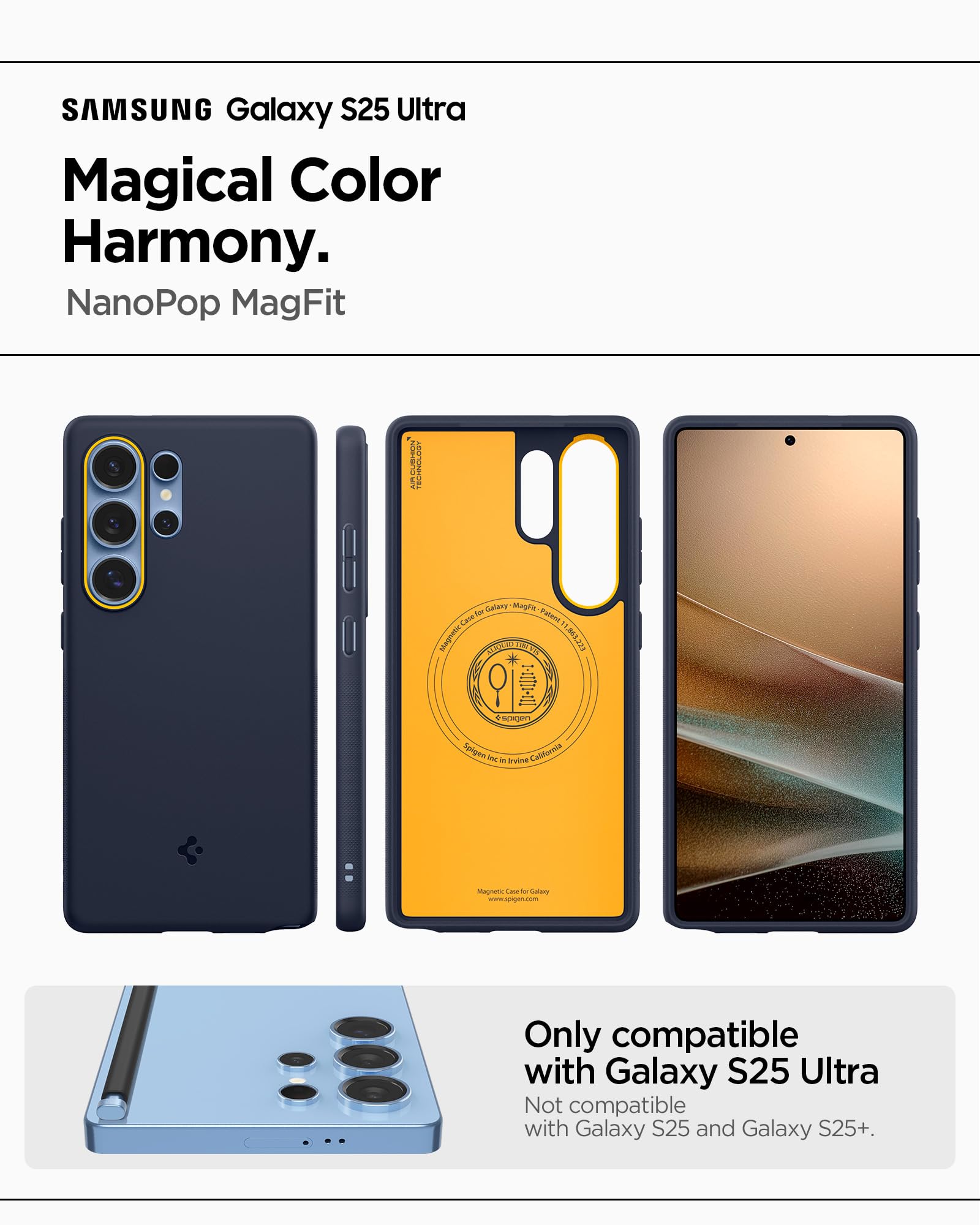 Spigen Galaxy S25 Ultra Nano Pop MagFit case detail - Blueberry Navy