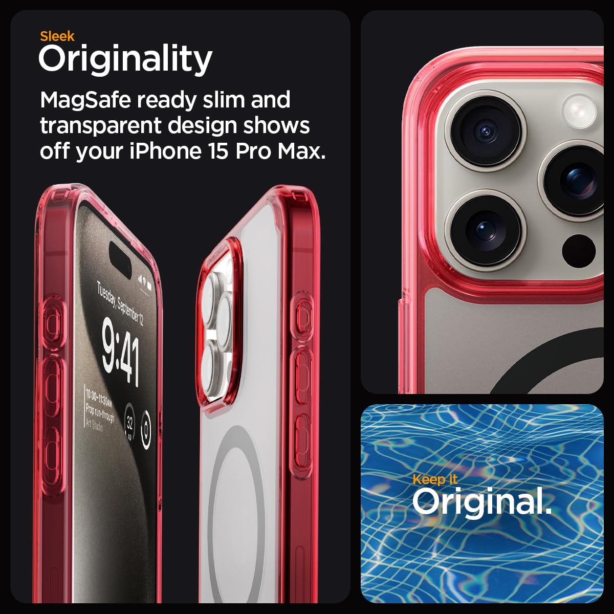 Spigen Ultra Hybrid (MagFit) case for iPhone 15 Pro Max in Deep Red – detail image 2