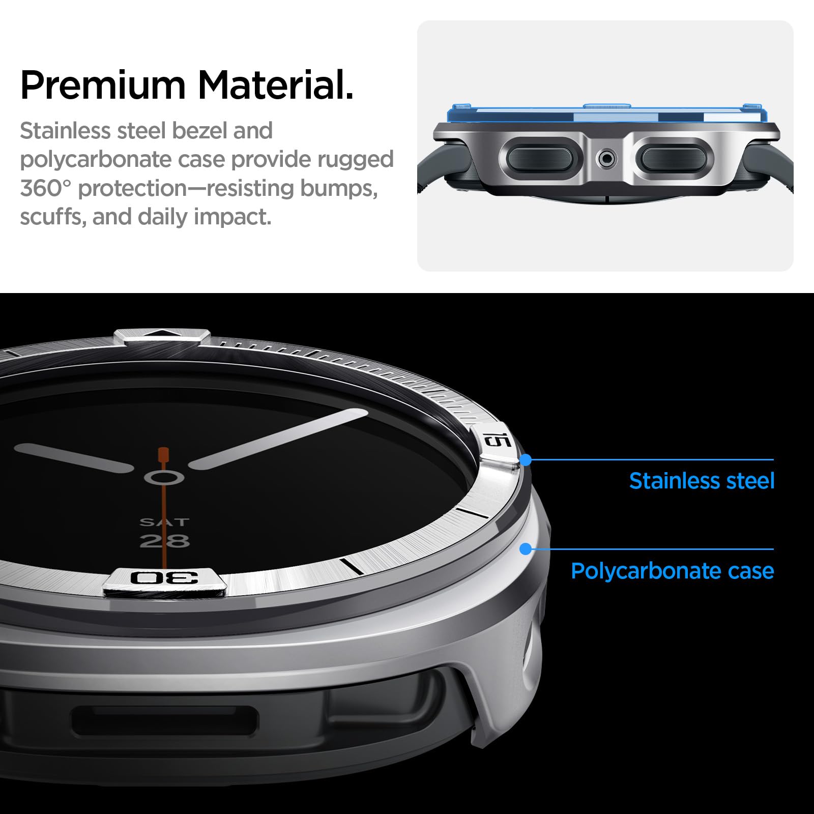 Spigen Galaxy Watch 9 44mm Case - Bezel Tune Pro - Silver Pilot - image 4